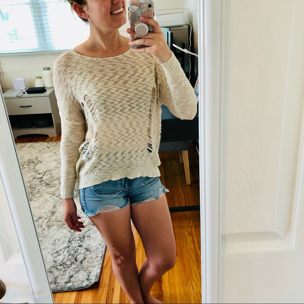 Lucca Couture Distressed Sweater - Picture 1 of 5